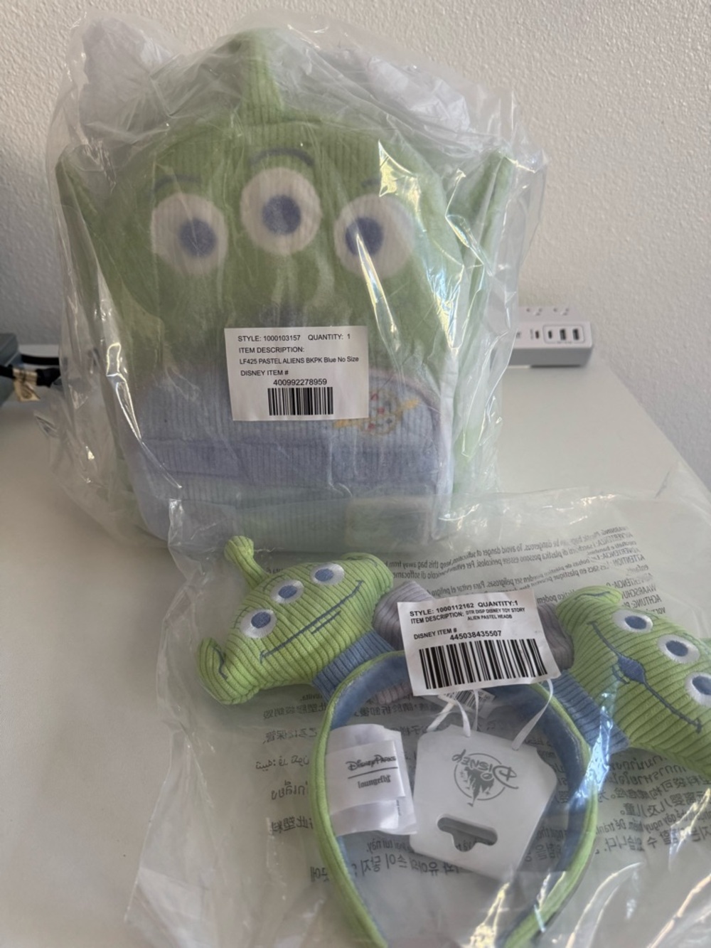 Disney Green Alien Plush Headband and Mini Backpack Set